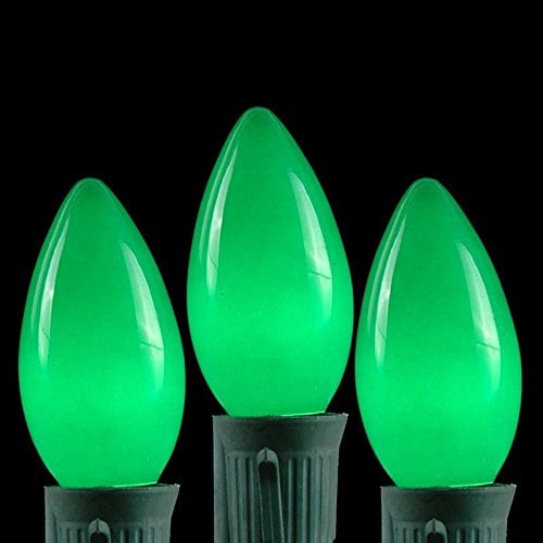 7 Watt Green E17/C9 Base Novelty Lights 25 Pack C9 Ceramic Outdoor String Light Christmas Replacement Bulbs 7 Watt Green E17/C9 Base Novelty Lights 25 Pack C9 Ceramic Outdoor String Light Christmas Replacement Bulbs